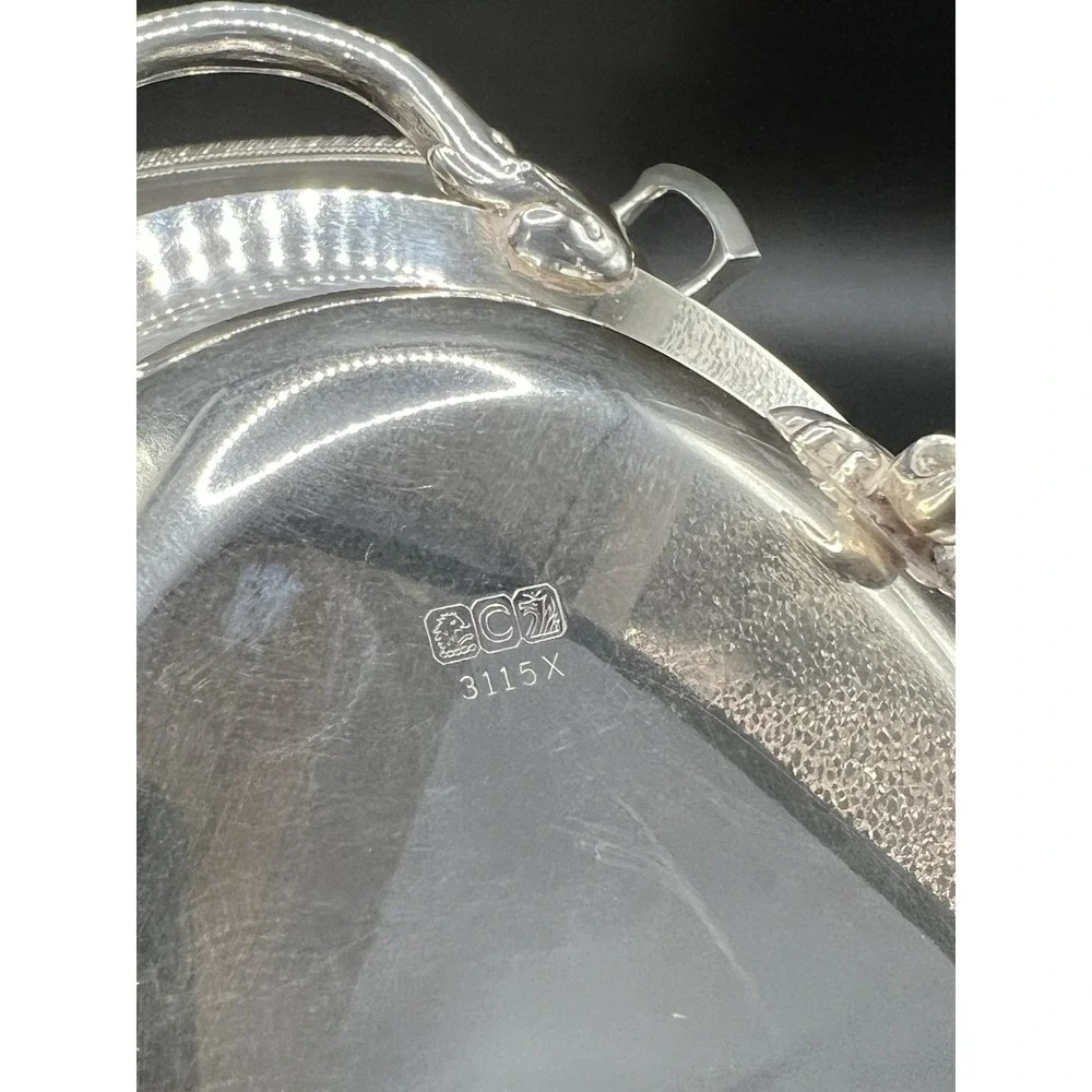 Vintage English Silverplate Covered Serving Dish Oval Footed 3115X Elegant